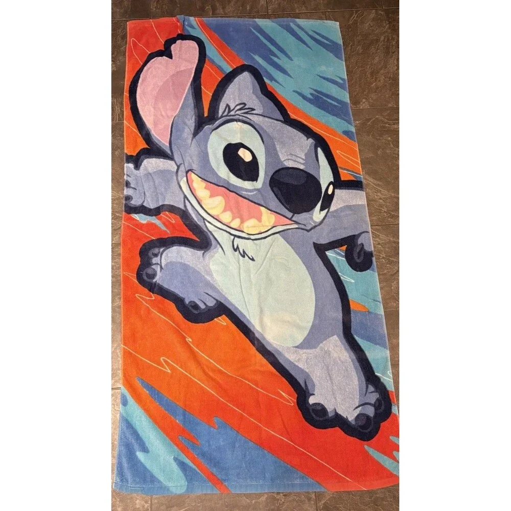 Disney Store Vintage Surfing Stitch Beach Towel 30 x 60 Bright Rare